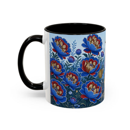 💙🌺 The Sapphire Blossom Garden Dancer Colorful Mug – Art Deco Fashion Fantasy