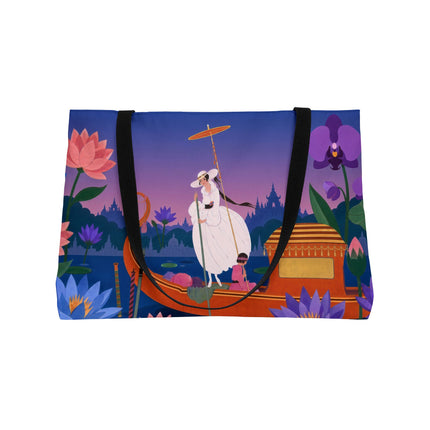 🪷🛶 The Lady Of The Lotus Lake Weekender Tote Bag – Art Deco Garden Voyage