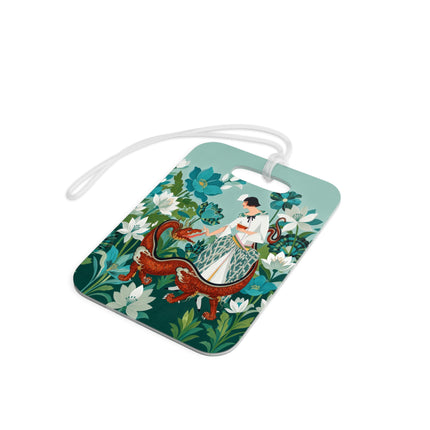 🐉🌿 The Dragon Keeper Luggage Tag – Art Deco Floral Fantasy
