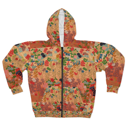 Japanese Fan Flower Pattern by G.A. Audsley Zip Hoodie (AOP)