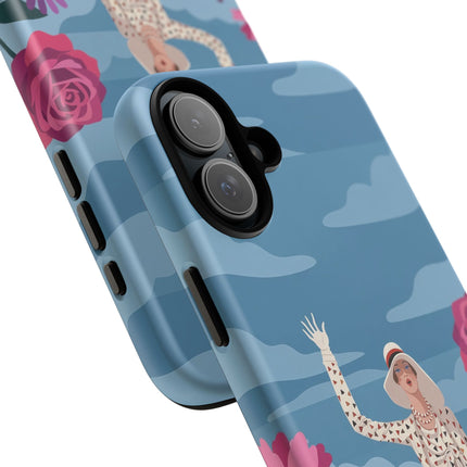 🌺👒 The Grand Flower Promenade Phone Case – Art Deco Fashion Illustration