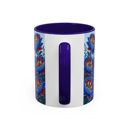 💙🌺 The Sapphire Blossom Garden Dancer Colorful Mug – Art Deco Fashion Fantasy
