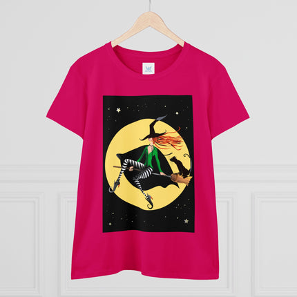 A Witch’s Moonlit Flight Women's Midweight Cotton Tee