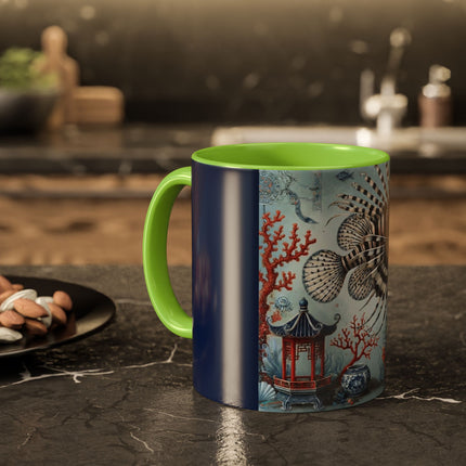 Lionfish & Lantern Colorful Mug – Mystical Ocean & Asian Harmony