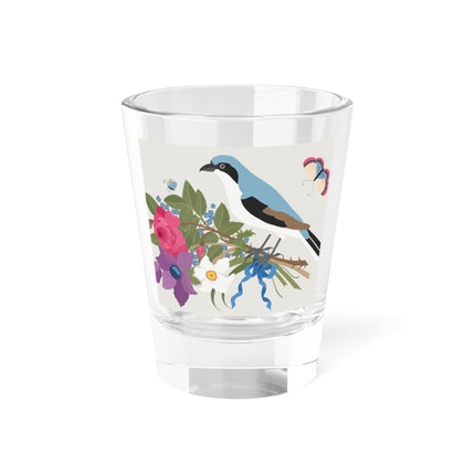 Bluebird & Butterfly Shot Glass – Spring Harmony & Delicate Beauty