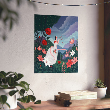 🌹💌 The Lady Of The Whispering Roses Matte Vertical Poster – Art Deco Garden Romance