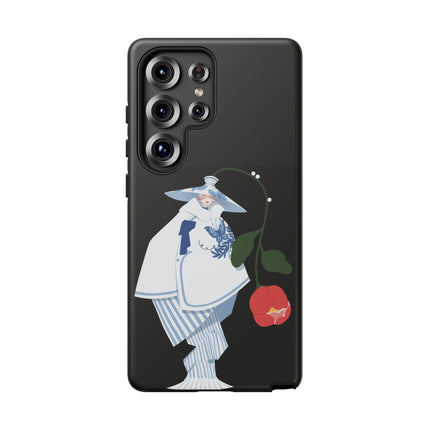 Blue & White Porcelain Geisha Phone Case – Elegant Mystery & Floral Grace
