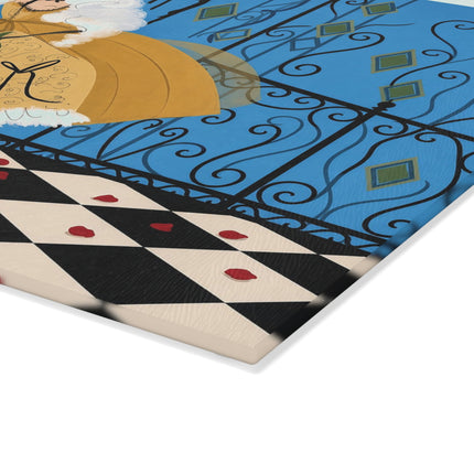 🎭🌹 The Rose Masquerade Glass Cutting Board – Art Deco Venetian Elegance