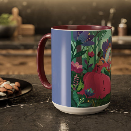 The Lady Of The Enchanted Mirror Colorful Mugs – Art Deco Botanical Elegance