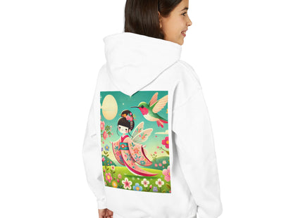 Geisha Fairy and the Hummingbird Blossom Youth Heavy Blend Hooded Sweatshirt