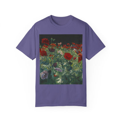 Poppies (A Study of Poppies for Carnation, Lily, Lily, Rose) by John Singer Sargent Unisex Garment-Dyed T-shirt