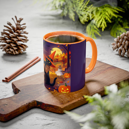 🐈‍⬛🎻 The Black Cat's Moonlit Melody Colorful Mug – Whimsical Halloween Music