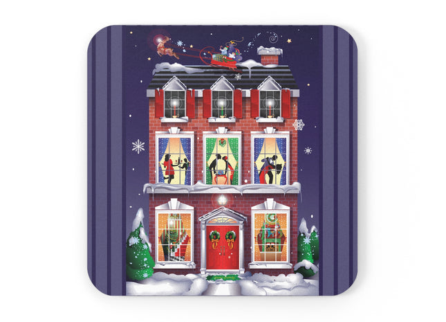 A Christmas Eve Celebration Cork Back Coaster