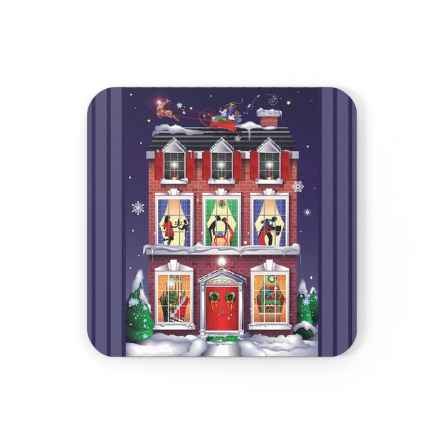 A Christmas Eve Celebration Cork Back Coaster