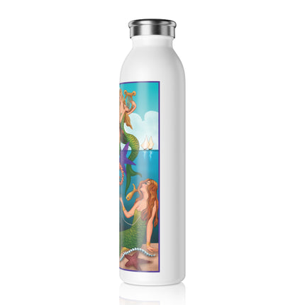 Three Mermaids with Strings of Pearls by Carlo Chiostri Slim Water Bottle