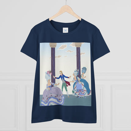 🎭🌸 The Garden Masquerade Cotton Tee – Art Deco Fashion Illustration