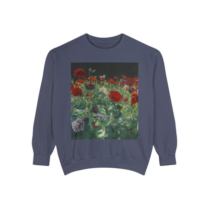 Poppies (A Study of Poppies for Carnation, Lily, Lily, Rose) by John Singer Sargent Unisex Garment-Dyed Sweatshirt