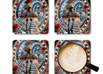 Halloween Witch Through the Mirror Corkwood Coaster Set