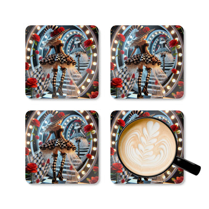Halloween Witch Through the Mirror Corkwood Coaster Set