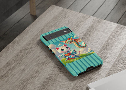 Geisha Kitten and the Dragon Kite Phone Cases