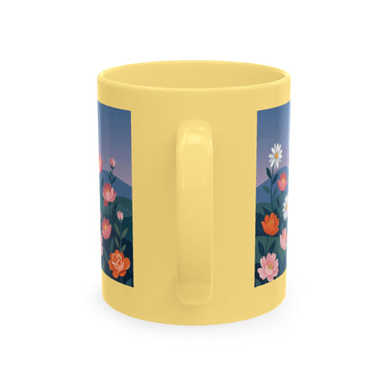🌸🎭 The Lady Of The Floral Masquerade Garden Ceramic Mug – Art Deco Fashion Whimsy