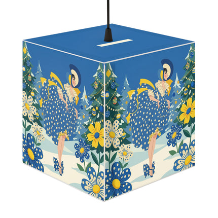💙🌼 The Bluebell Christmas Promenade Light Cube Lamp – Art Deco Holiday Fantasy