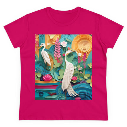 Elegant Egret Oasis Women's Midweight Cotton Tee