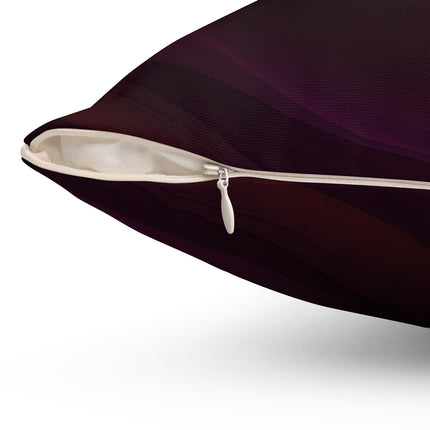 Wave Pattern with Intertwined Hues of Orange, Rose, Maroon, and Purple Spun Polyester Square Pillow