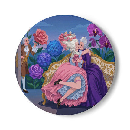 🌹💜 The Secret Embrace Ceramic Coaster – Art Deco Floral Romance