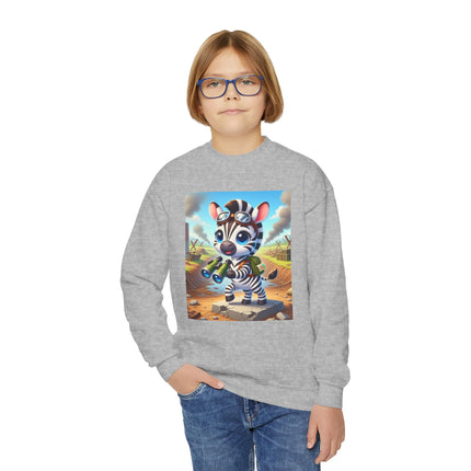 Zebra Lookout Youth Crewneck Sweatshirt – Adventure, Curiosity & Explorer Spirit