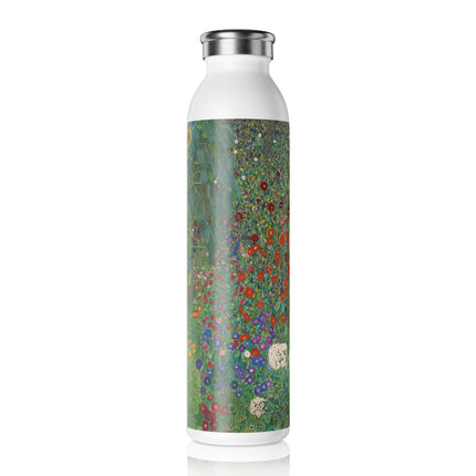 Farm Garden with Sunflowers by Gustav Klimt Slim Water Bottle