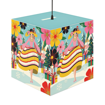 🌼🎄 The Christmas Blossom Belle Light Cube Lamp – Colorful Art Deco Holiday Fantasy