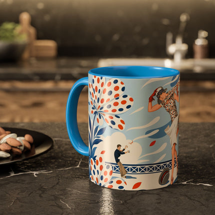 🌼🧡 The Polka Dot Wind Dancer Colorful Mug – Art Deco Fashion Whimsy