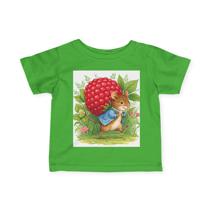 🐭🍓 The Little Raspberry Garden Mouse Infant Fine Jersey Tee – Whimsical Woodland Charm