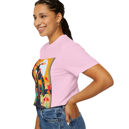 Black Cat in Kimono Unisex Garment-Dyed T-shirt