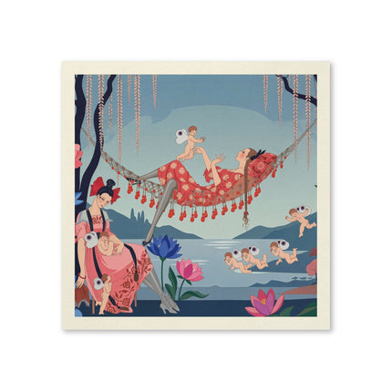 🌸🪽 The Garden Of Little Cupids Napkins – Art Deco Floral Fantasy