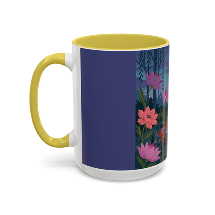 The Lady And The Midnight Birdcage Colorful Mugs – Art Deco Botanical Elegance