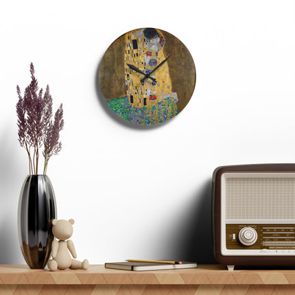 The Kiss by Gustav Klimt Acrylic Wall Clock, Round and Square