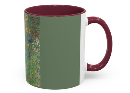 Farm Garden with Sunflowers by Gustav Klimt Colorful Mugs (11oz, 15oz)
