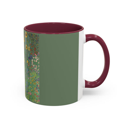 Farm Garden with Sunflowers by Gustav Klimt Colorful Mugs (11oz, 15oz)