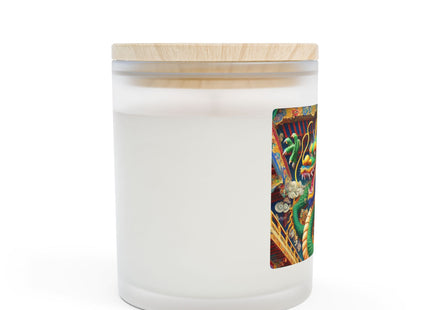 Tibetan Dragon Above Kabuki Stage Frosted Glass Candle, 11oz