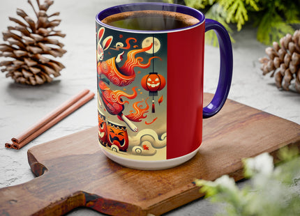 Jack-O’-Lantern Drums & The Kabuki Rabbit Colorful Mugs (11oz, 15oz)