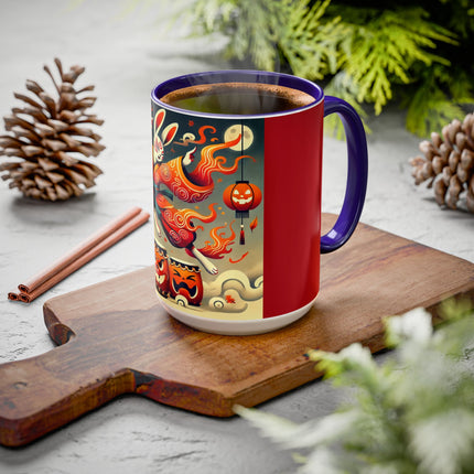 Jack-O’-Lantern Drums & The Kabuki Rabbit Colorful Mugs (11oz, 15oz)