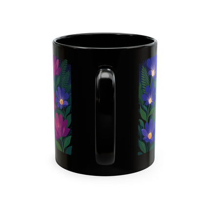 🌙🌺 The Lady Of The Midnight Flower Garden Ceramic Mug – Art Deco Floral Elegance