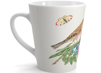 Pair of Brown Birds on Bouquet with Tulip, Rose, Snapdragons, and Butterflies by Anonymous Latte Mug