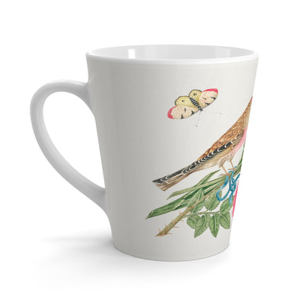 Pair of Brown Birds on Bouquet with Tulip, Rose, Snapdragons, and Butterflies by Anonymous Latte Mug