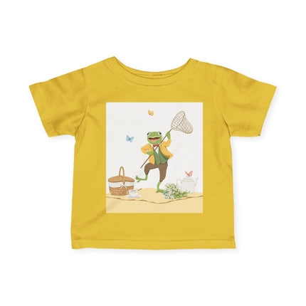 🐸🦋 The Little Butterfly Chasing Frog Infant Fine Jersey Tee – Whimsical Woodland Charm