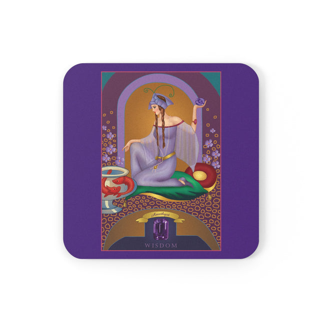 Aquarius Zodiac Design – February & Amethyst | Cork Back Coaster