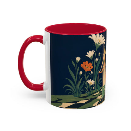 🌼🧡 The Midnight Floral Masquerade Colorful Mug – Art Deco Fashion Fantasy