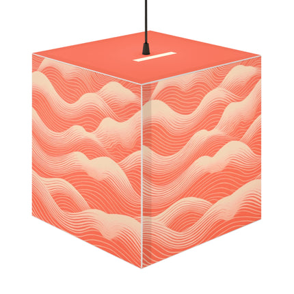 Hues of Orange and Beige Wave Pattern Light Cube Lamp